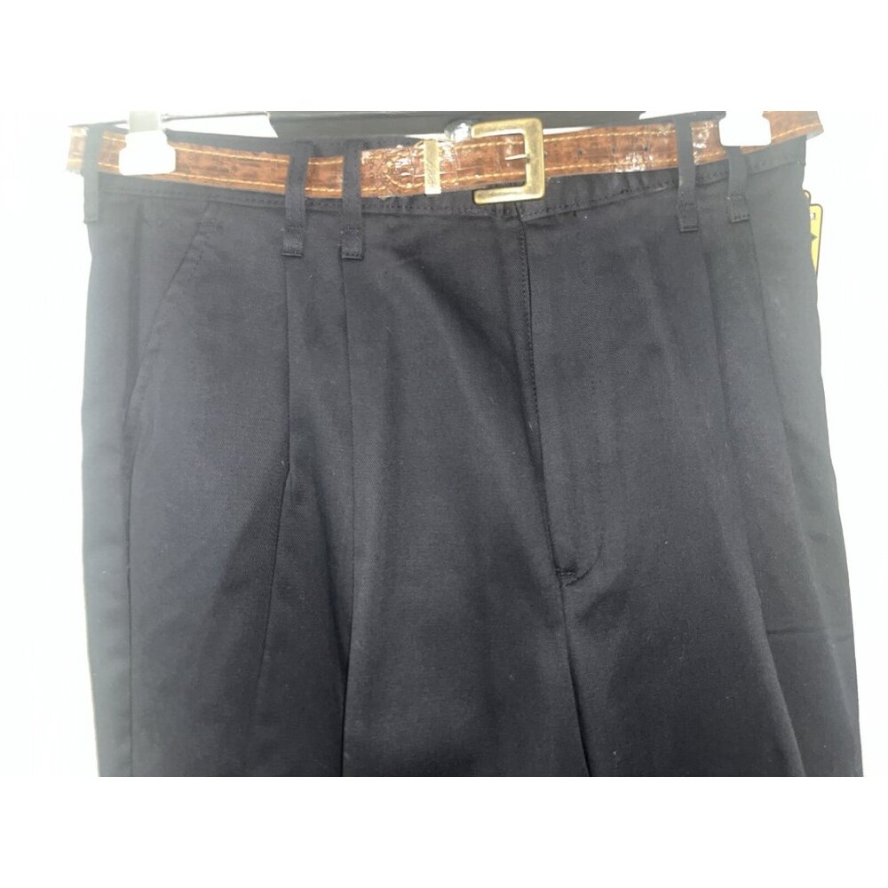 Vintage Chic Khaki Pants Women 18 35X30 Black Cotton High Waist Pleated USA